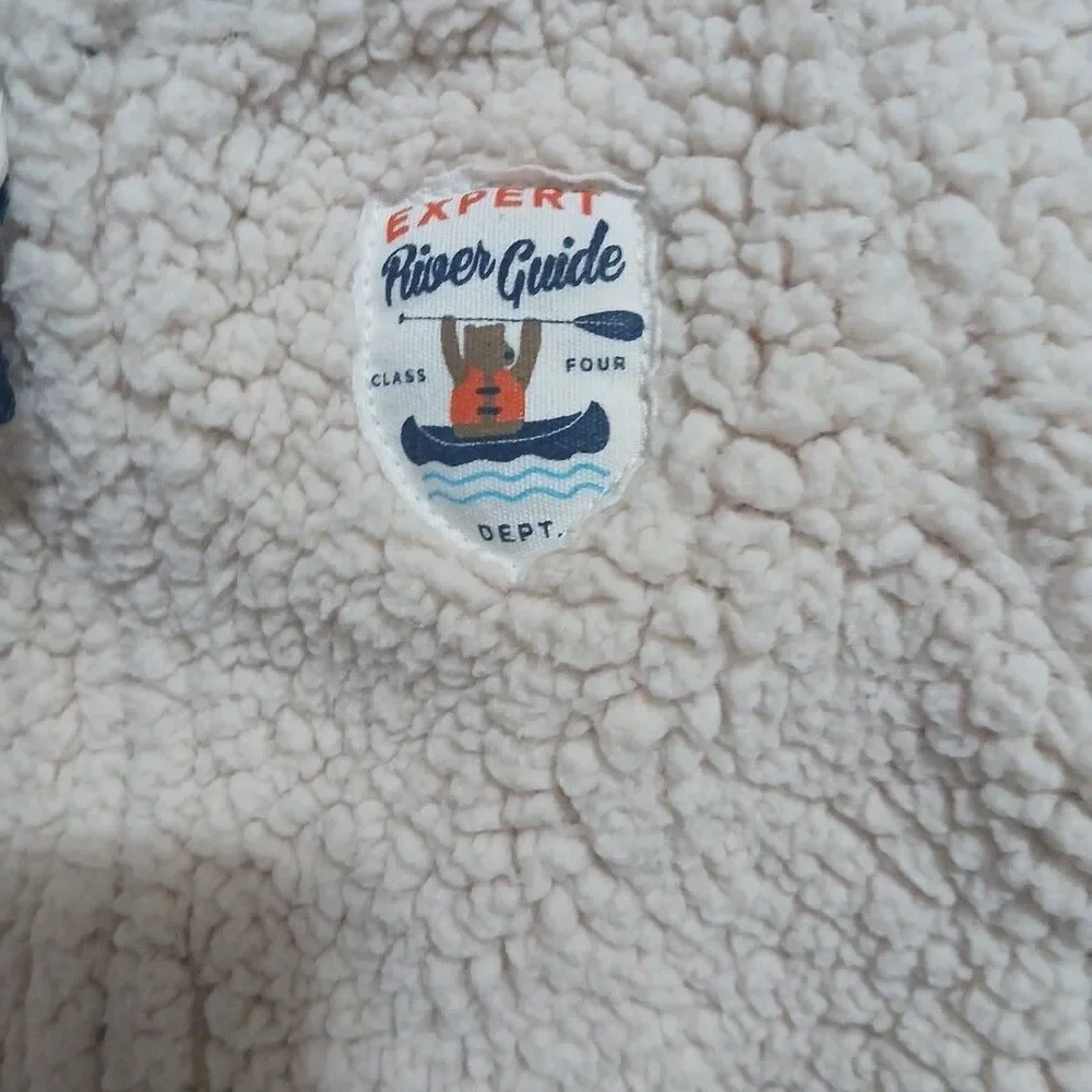 Carters Fleece  Tan 9 Mth Jacket Sweater Full Zip Expert River Guide Patch